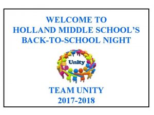 WELCOME TO HOLLAND MIDDLE SCHOOLS BACKTOSCHOOL NIGHT TEAM