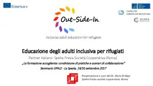 Inclusive adult education for refugees Educazione degli adulti