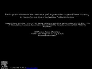 Radiological outcomes of iliac crest bone graft augmentation