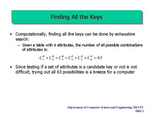 Finding All the Keys Computationally finding all the