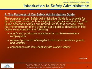 Safety Administration Guide 003 Introduction to Safety Administration