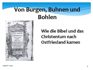 Von Burgen Buhnen und Bohlen Wie die Bibel