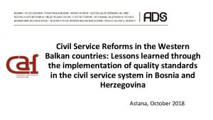 Civil Service Reforms in the Western Balkan countries