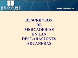 DESCRIPCION DE MERCADERIAS EN LAS DECLARACIONES ADUANERAS 1