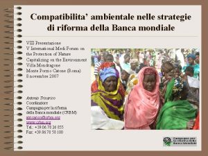 Compatibilita ambientale nelle strategie di riforma della Banca