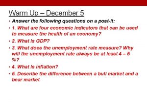 Warm Up December 5 Answer the following questions