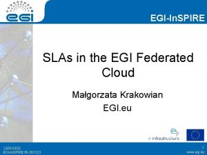 EGIIn SPIRE SLAs in the EGI Federated Cloud