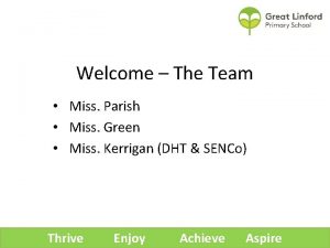 Welcome The Team Miss Parish Miss Green Miss