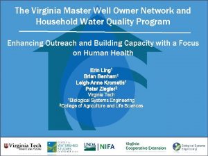 The Virginia Master Well Owner Network and Household