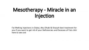 Mesotherapy Miracle in an Injection Fat Melting Injections