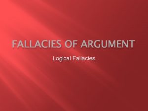 FALLACIES OF ARGUMENT Logical Fallacies Ad hominem Translated