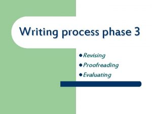 Writing process phase 3 l Revising l Proofreading