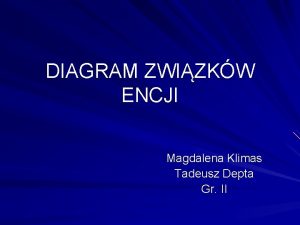 DIAGRAM ZWIZKW ENCJI Magdalena Klimas Tadeusz Depta Gr