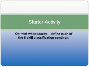 Starter Activity On miniwhiteboards define each of the
