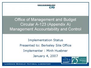 Office of Management and Budget Circular A123 Appendix