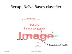 Recap Nave Bayes classifier Class conditional density Class