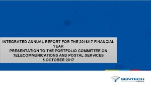 INTEGRATED ANNUAL REPORT FOR THE 201617 FINANCIAL YEAR