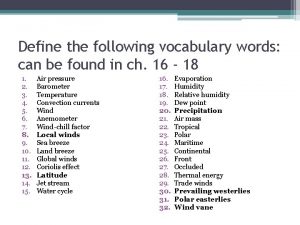Define the following vocabulary words can be found