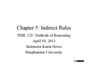 Chapter 5 Indirect Rules PHIL 121 Methods of