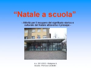 Natale a scuola Attivit per il recupero del