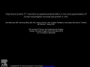 Heat shock protein 27 Induction by gastroduodenal reflux