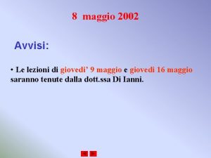 8 maggio 2002 Avvisi Le lezioni di giovedi