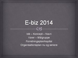 Ebiz 2014 Id Koncept Navn Varer Mlgruppe Forretningsplankapital