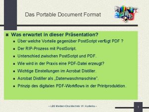 Das Portable Document Format Was erwartet in dieser