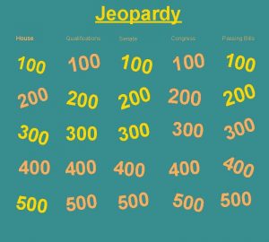 Jeopardy House 100 Qualifications Senate Passing Bills 1