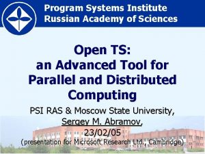 Program Systems Institute Russian Academy of Sciences Open