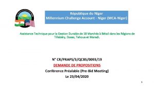 Rpublique du Niger Millennium Challenge Account Niger MCANiger