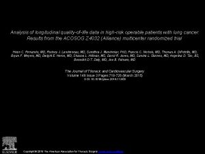 Analysis of longitudinal qualityoflife data in highrisk operable