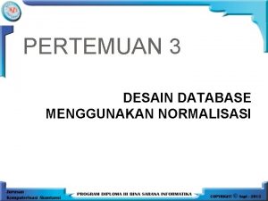 PERTEMUAN 3 DESAIN DATABASE MENGGUNAKAN NORMALISASI Desain Database