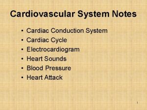 Cardiovascular System Notes Cardiac Conduction System Cardiac Cycle