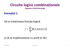 Circuite logice combinaionale Diagrama VeitchKarnaugh Exemplul 1 S