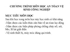 CHNG TRNH MN HC AN TAN V SINH