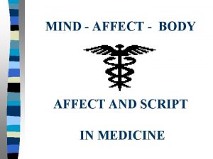 MIND AFFECT BODY AFFECT AND SCRIPT IN MEDICINE