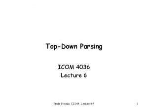 TopDown Parsing ICOM 4036 Lecture 6 Profs Necula