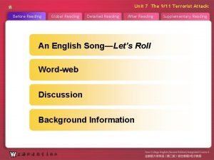 Unit 7 The 911 Terrorist Attacks Before Reading
