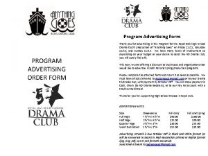 Program Advertising Form PROGRAM ADVERTISING ORDER FORM Thank