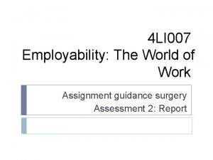 4 LI 007 Employability The World of Work
