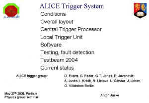 ALICE Trigger System Conditions Overall layout Central Trigger