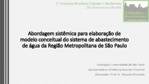 1 Simpsio Brasileiro Cidades Resilientes 28 a 30