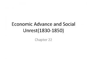 Economic Advance and Social Unrest1830 1850 Chapter 22