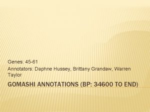 Genes 45 61 Annotators Daphne Hussey Brittany Grandaw