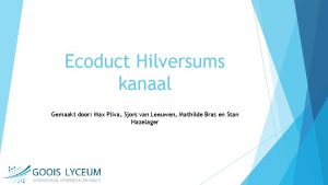 Ecoduct Hilversums kanaal Gemaakt door Max Pliva Sjors