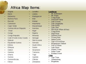 Africa Map Items Angola Benin Botswana Burkina Faso