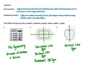 Symmetry Line Symmetry A figure has line symmetry Symmetry Line Symmetry A figure has line symmetry