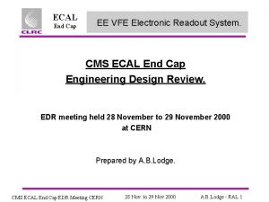 ECAL End Cap EE VFE Electronic Readout System