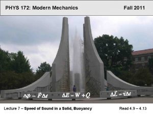 PHYS 172 Modern Mechanics Lecture 7 Speed of